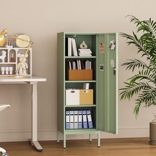 steehoom metal locker storage cabinet lockable 4 tier shown in use