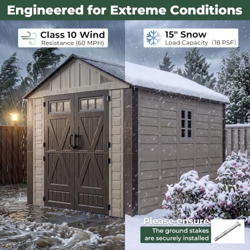 resin shed 8x12 ft outdoor storage shed with, package contents