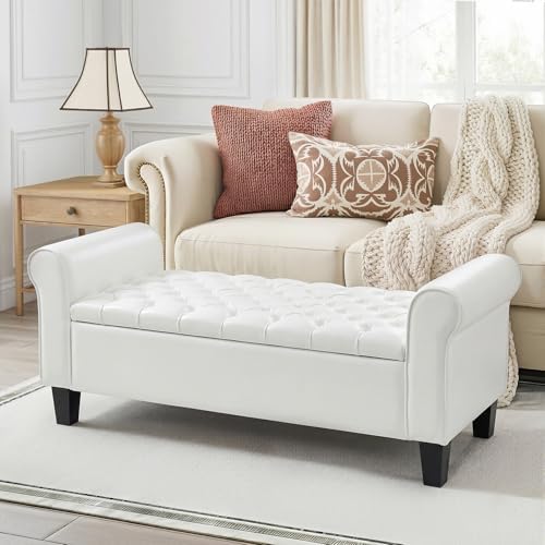 ecotouge 55" storage ottoman bench for living room shown in use