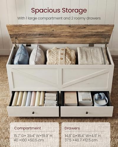 vasagle storage chest with 2 fabric drawers, 15.7, close-up detail