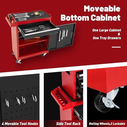 5 drawers tool cart with wheels & 1 showing dimensions