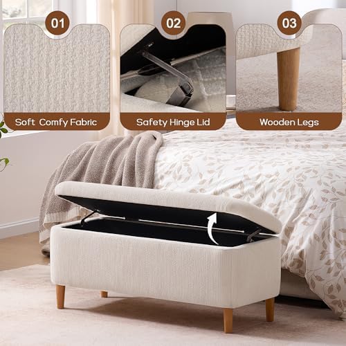39.4”ottoman with storage,upholstered comfy storage bench ottoman with, package contents