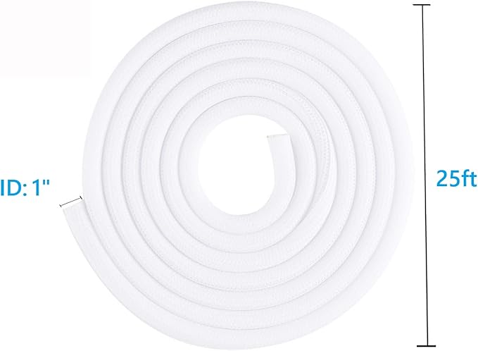 QCSIW 25ft 1 Inch White Cable Sleeve – Split Wire Loom Tubing Cord Protector – - Image 8