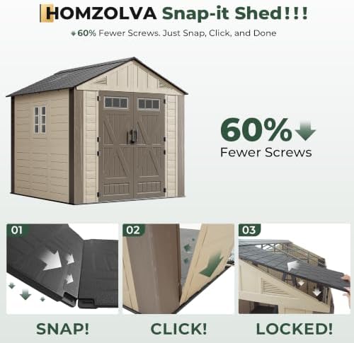 resin shed 8x8 ft outdoor storage shed with, side view