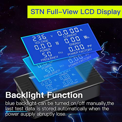 2 Pieces AC Current Voltage Amperage Power Energy Panel Meter LCD Digital - Image 2