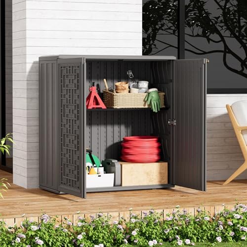 zzm hdpe outdoor storage shed, outdoor plastic storage shown in use