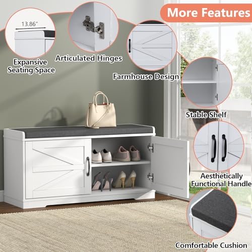 loomie shoe storage bench, 2-tier farmhouse entryway bench, package contents