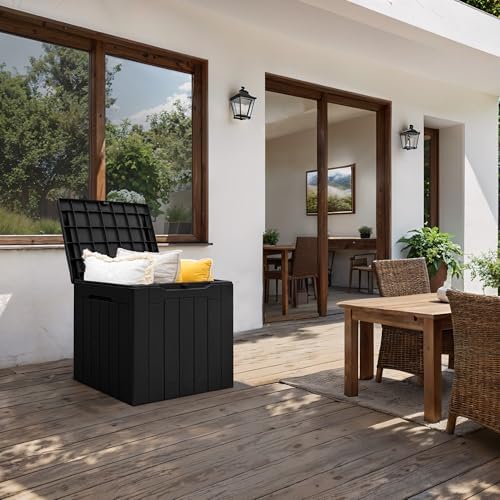 gunji 30 gallon small deck box outdoor waterproof, front angle view