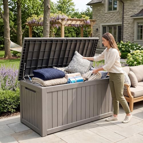 320 gallon outdoor storage box waterproof, lockable resin, main product view