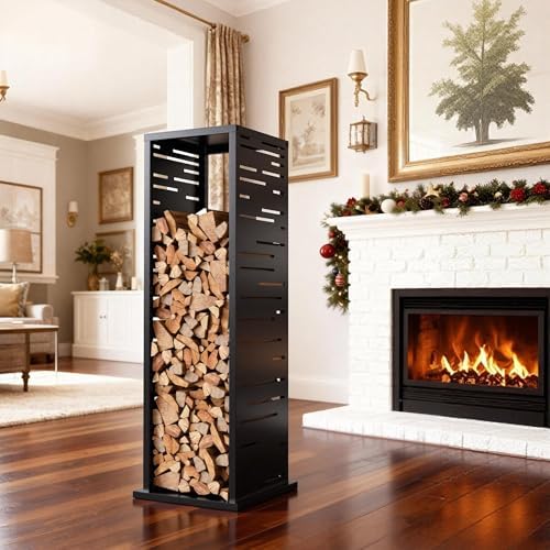 4ft firewood rack indoor, wood rack, metal, 1000 shown in use