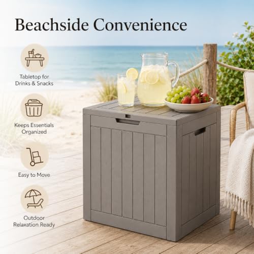 outdoor storage box resin deck box waterproof gray, view 10