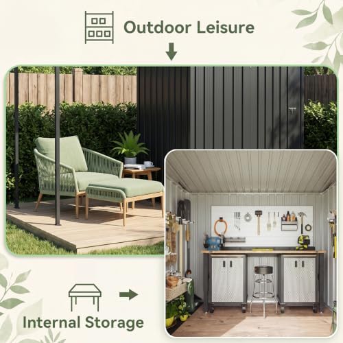 5x3ft outdoor storage shed & hardtop gazebo combo, package contents