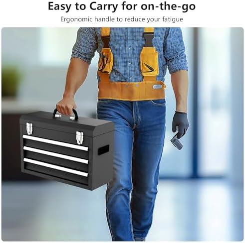 3 drawer metal tool box, portable metal tool, package contents