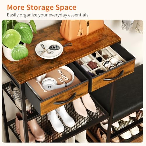 shoe rack bench shoe rack for entryway, cushioned, side view