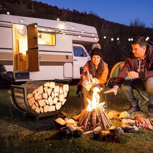 dicasser firewood rack outdoor and indoor firewood storage shown in use
