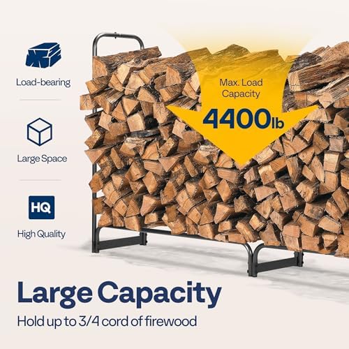 vivohome 12 ft heavy duty firewood rack outdoor, close-up detail