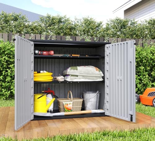 zzm 37 cu.ft outdoor storage shed double-wall hdpe, side view