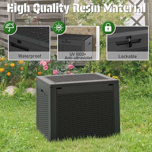 outdoor storage box waterproof, 35 gallon deck box, close-up detail