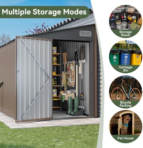 aoxun 8x6 ft lean to shed for backyard,brown, package contents