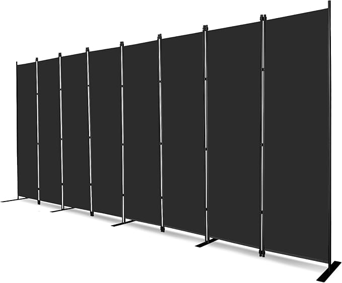 MAYOLIAH 8-Panel Black Room Divider 6ft Tall Folding Privacy Screen Portable by MayoliahHome