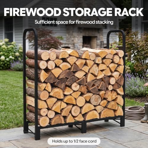 werph 4ft firewood rack outdoor, heavy duty firewood, close-up detail
