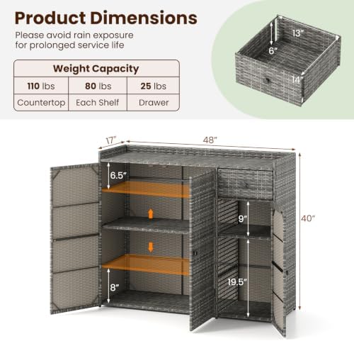 tangkula rattan outdoor storage cabinet with 2 adjustable, package contents
