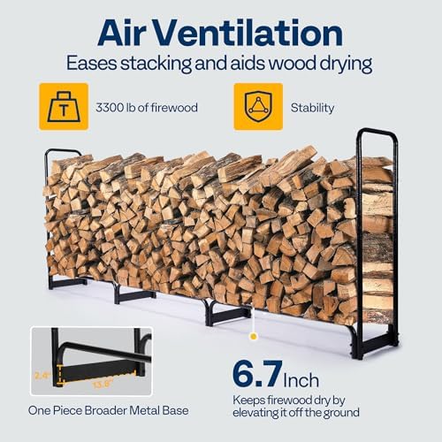 vivohome 10 ft heavy duty firewood rack outdoor shown in use