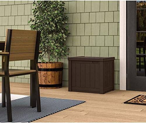 suncast 17 x 22 inch resin 22-gallon patio on a desk or shelf