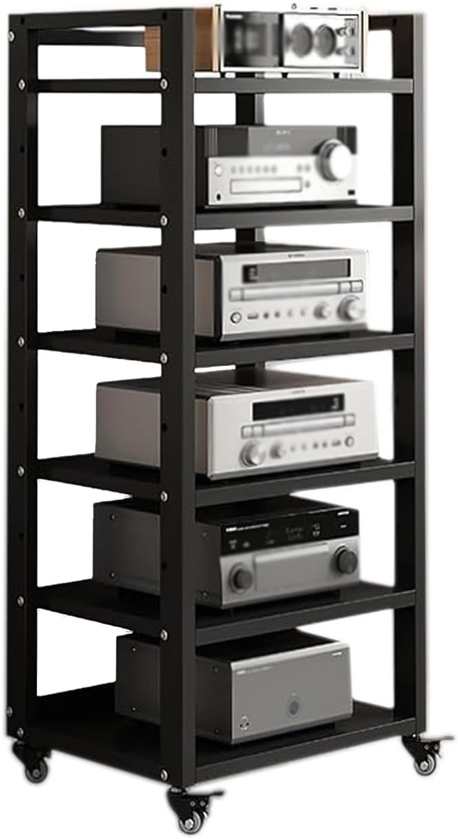 Dernoing 6 Tier Audio Rack Tower, CD Record Player Stereo Receiver AV Equipment - Image 8