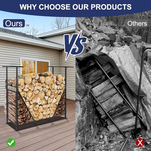 honest outfitters 4ft firewood rack outdoor, adjustable heavy showing dimensions