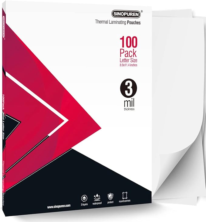 SINOPUREN Thermal Laminating Pouches, 3mil Laminating Sheets, 8.9x11.4 Inches by SINOPUREN