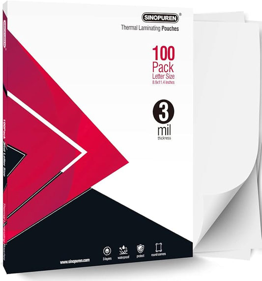 SINOPUREN Thermal Laminating Pouches, 3mil Laminating Sheets, 8.9x11.4 Inches by SINOPUREN