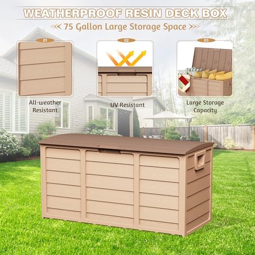75 gallon outdoor deck box - heavy duty, side view