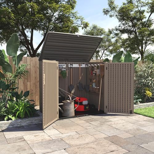 homspark storage shed weather resistance, multi-purpose outdoor storage on a desk or shelf