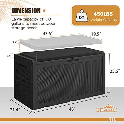 devoko 100 gallon resin waterproof outdoor storage box, front angle view