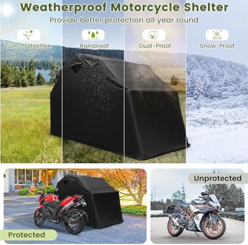 goplus motorcycle storage shed, 136 x 54 x, close-up detail