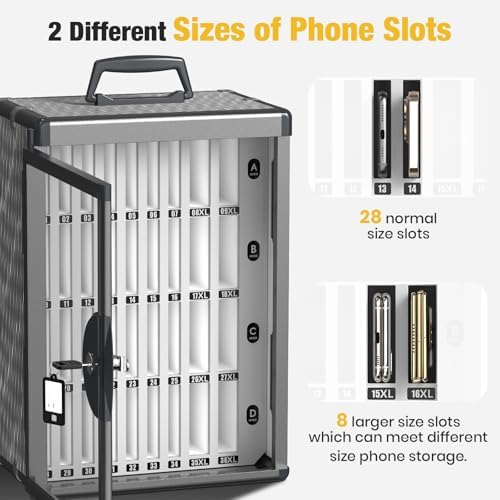 glosen 36 slots cell phone locker, portable mobile, side view