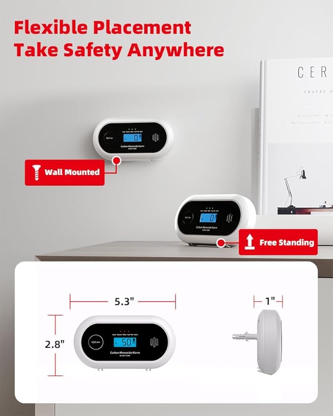 KIMROG 10-Year Battery Carbon Monoxide Detector, Portable Travel CO Detector - Image 5