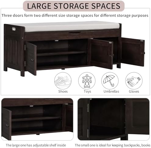 softsea storage bench with 3 shutter shaped doors, package contents