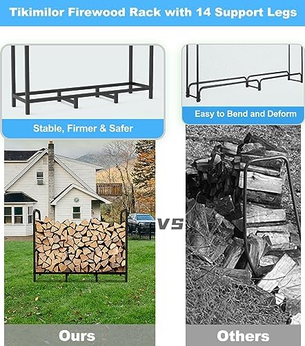 4ft firewood rack holder, adjustable heavy duty fire showing dimensions