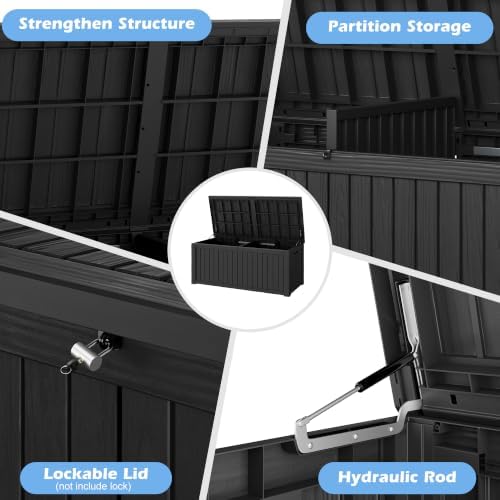 outdoor storage box waterproof, 200 gallon deck box showing dimensions