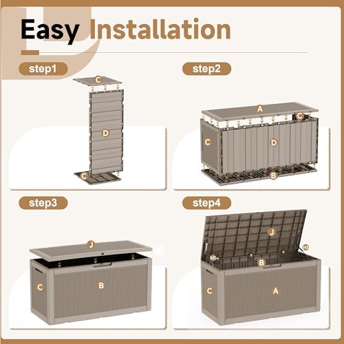 vixzen 121 gal waterproof outdoor storage box lockable, package contents