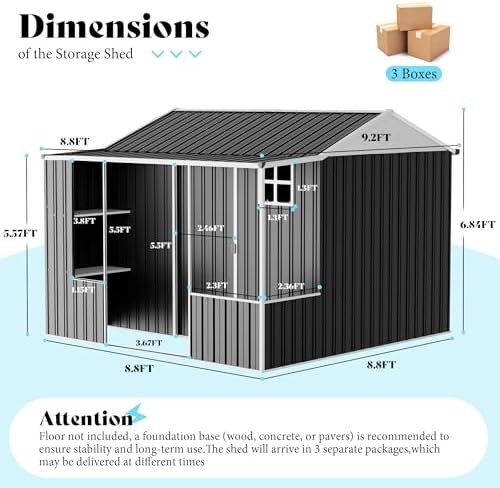 vanacc 9x9x7 ft metal shed with dual storage shown in use