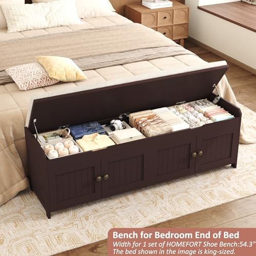homefort 54.4" shoe bench with lift top storage, side view