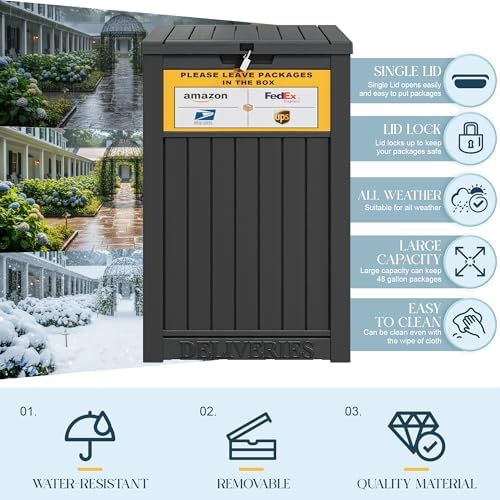 package delivery box for outside, outdoor storage box, close-up detail