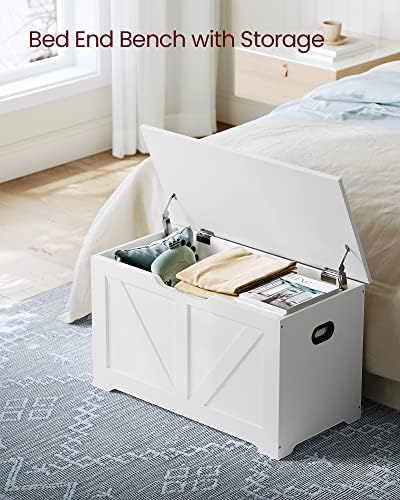 vasagle storage chest with 2 safety hinges, 15.7, side view