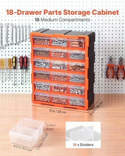 vevor 18-drawer storage organizer, plastic, drawer storage cabinet, side view