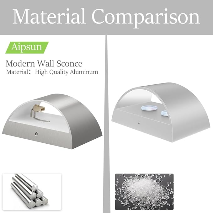 Aipsun 4 Pack Nickel Modern LED Wall Sconce Hardwired Indoor Wall Lights Up and - Image 4