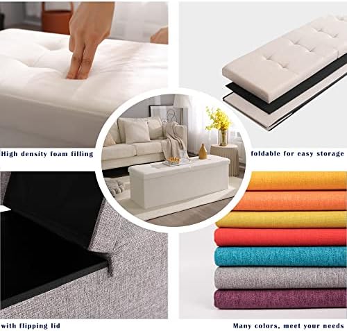 storage ottoman bench foldable footrest foot stool, 30" on a desk or shelf