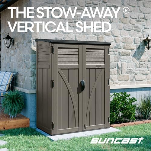 suncast 54 cu ft medium vertical storage shed, close-up detail